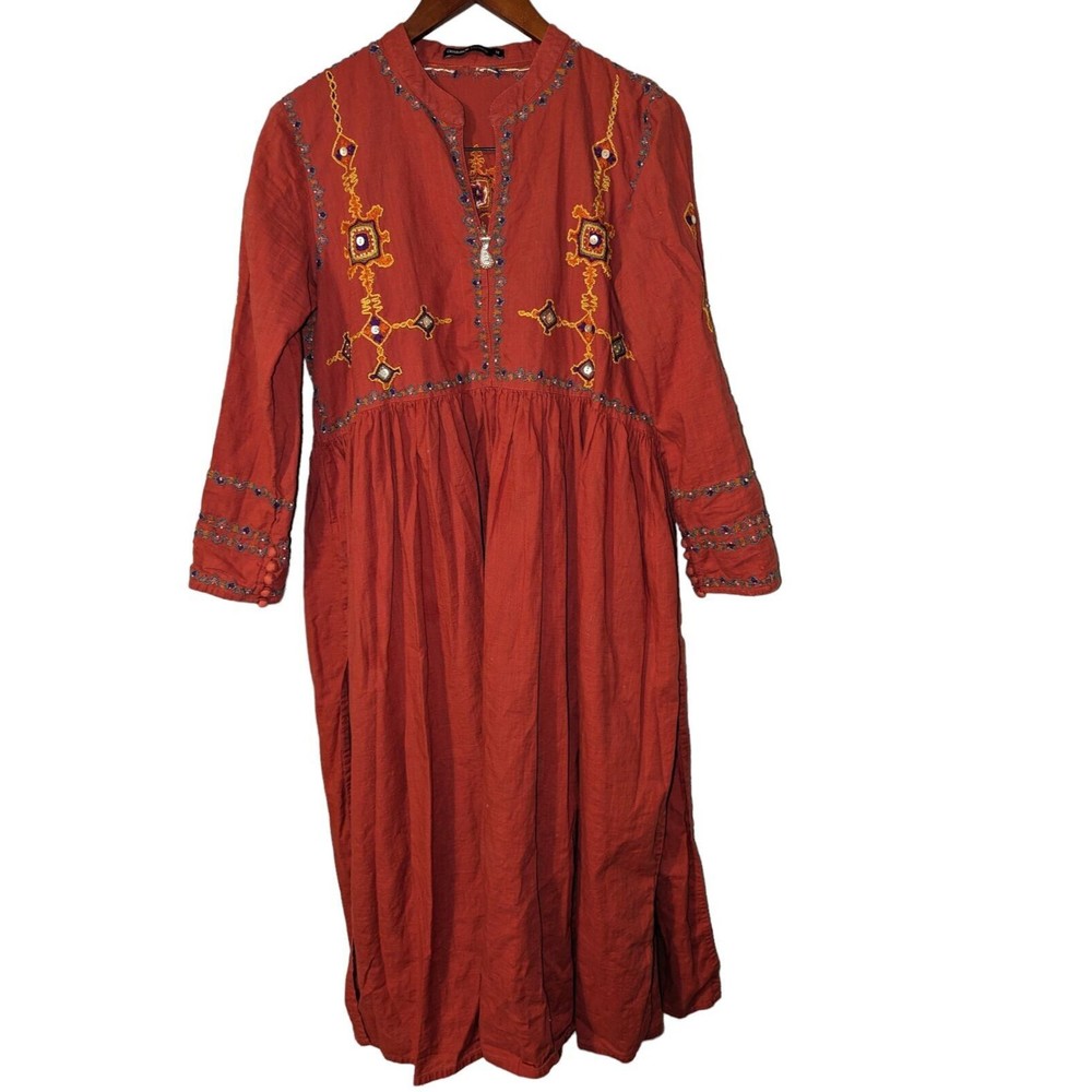 Generation Floral Embroidered Midi Longsleeve Cottagecore‎ Dress Women's Size 14